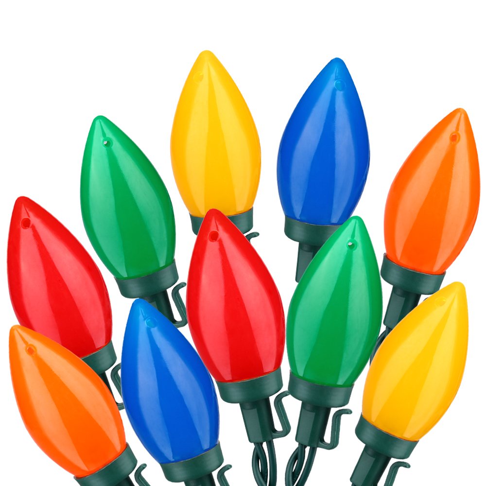 Photo 1 of HAYATA Multi Color C9 Big Bulbs Classic Christmas Lights 50 LED 32ft Indoor Outdoor Home Yard Xmas Tree Decorations (Multi Color - 50LED)