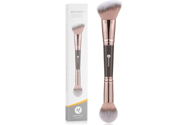KINGMAS Foundation Makeup Brush, Double Ended Bronzer Brush Angled & Round Contour Brushes for Beauty Blending Liquid Powder,
