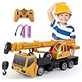 SNACKTANT Remote Control Crane Truck Toy for Boys - 2.4G Large RC Crane Truck with Light & Sound, 6 Channel Construction Toy with 2 Batteries, Tractor Toy Birthday for Kids 3-8 Years Old