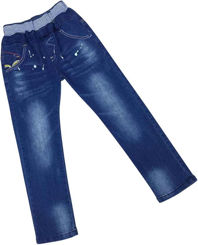 Zier Kids Boys Long Jeans Denim Casual Pant Pull Up Elastic Adjustable A86028 Clothing