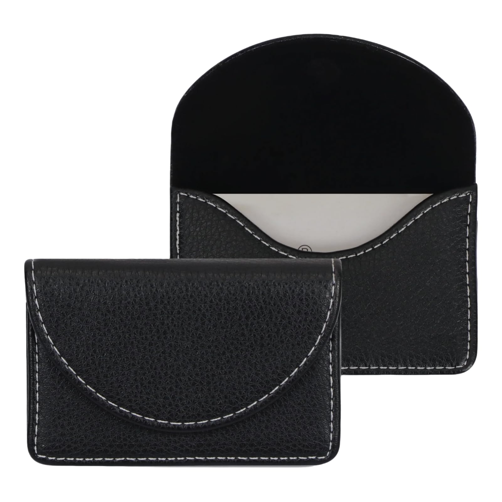 VIFERR Business Card Holder for Business Cards, Business Card Holder, PU Leather Credit Card Holder with Magnetic Closure for Men and Women, Black, Black, Traditional