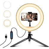 RYUNVOVO Selfie Ring Light 12" with Tripod Stand and Phone Holder, LED Ring Light for Desk with 3 Light Modes &amp; 11 Brightness Level for Selfie, YouTube, Makeup, Live Streaming, TIKTOK