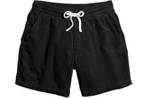 JEMLDL Men's Corduroy Shorts 5 Inch Inseam Drawstring Elastic Waist Lightweight Casual Summer Beach Shorts with Pocket