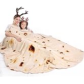 Mermaker Burrito Tortilla Taco Blanket 71 inches for Adult Kids, Realistic Tortilla Throw Blanket Funny Gifts for Women Men Teen Boy Girl, Soft Flannel Food Blanket for Christmas Birthday Gifts-Yellow