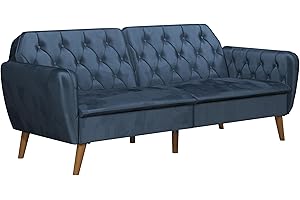 Novogratz Tallulah Memory Foam Futon, Blue Velvet