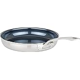 Viking 4-Ply Frying Pan, 12 Inch Laser Clad Titanium Performance Ti Kitchen Cookware, Blue/SIlver