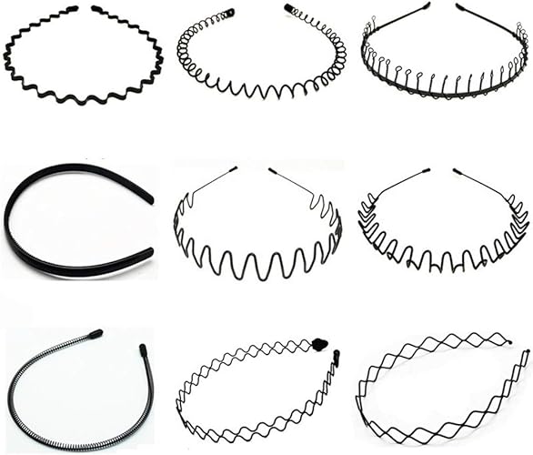 Amazon Co Jp カチューシャ スプリング ヘアバンド髪飾り 髪留め 前髪クリップ 痛くない 伸縮性抜群 オシャレ メンズ レディース カチューシャ 何でも合わせやすい 男女兼用 9本セット ブラック B ジュエリー