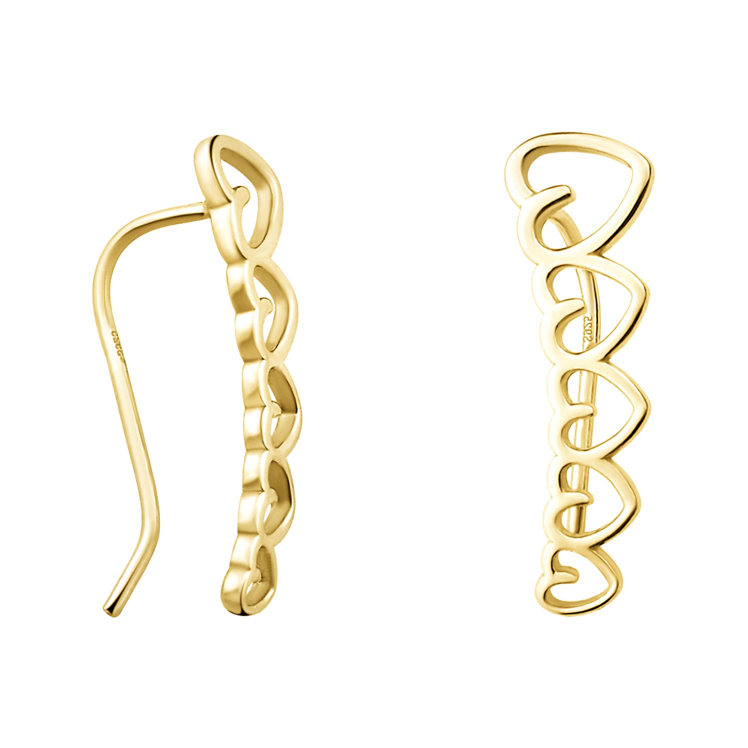 SOFIA MILANI - Women's Earrings 925 Silver - Gold Plated - Heart Ear Climbers - E1181