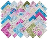 Eleanor Burns CHRISTINE Precut 5-inch Charm Pack Cotton Fabric Quilting Squares Assortment Pink Blue Roses Floral Benartex