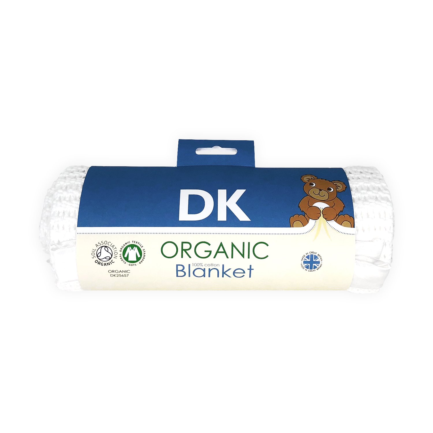 DK Glovesheets Organic Cotton Pram/Crib Size Cellular Blanket, Satin White