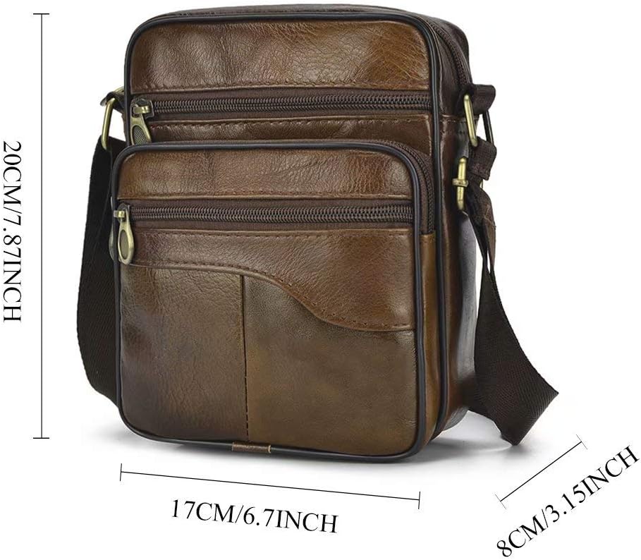 Realmark Men's Leather Shoulder Bags Genuine Leather Cross Body Bag Messenger Business Handbags Small Side Satchel Crossbody Bag - Image 4