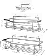 Orimade Shower Caddy Basket with 5 Hooks 3 Pack SUS304 Stainless Steel Black view 6