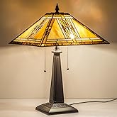 COTOSS Tiffany Table Lamp,Mission Style Stained Glass Table Light,Antique Style 16 inch Large Desk Lamp,2 Lights Vintage Besi