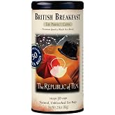 The Republic of Tea British Breakfast Black Tea, 50 Count | Naturally Caffeinated. Made for morning or afternoon sipping. Brisk and full-bodied. Gluten Free and Kosher.