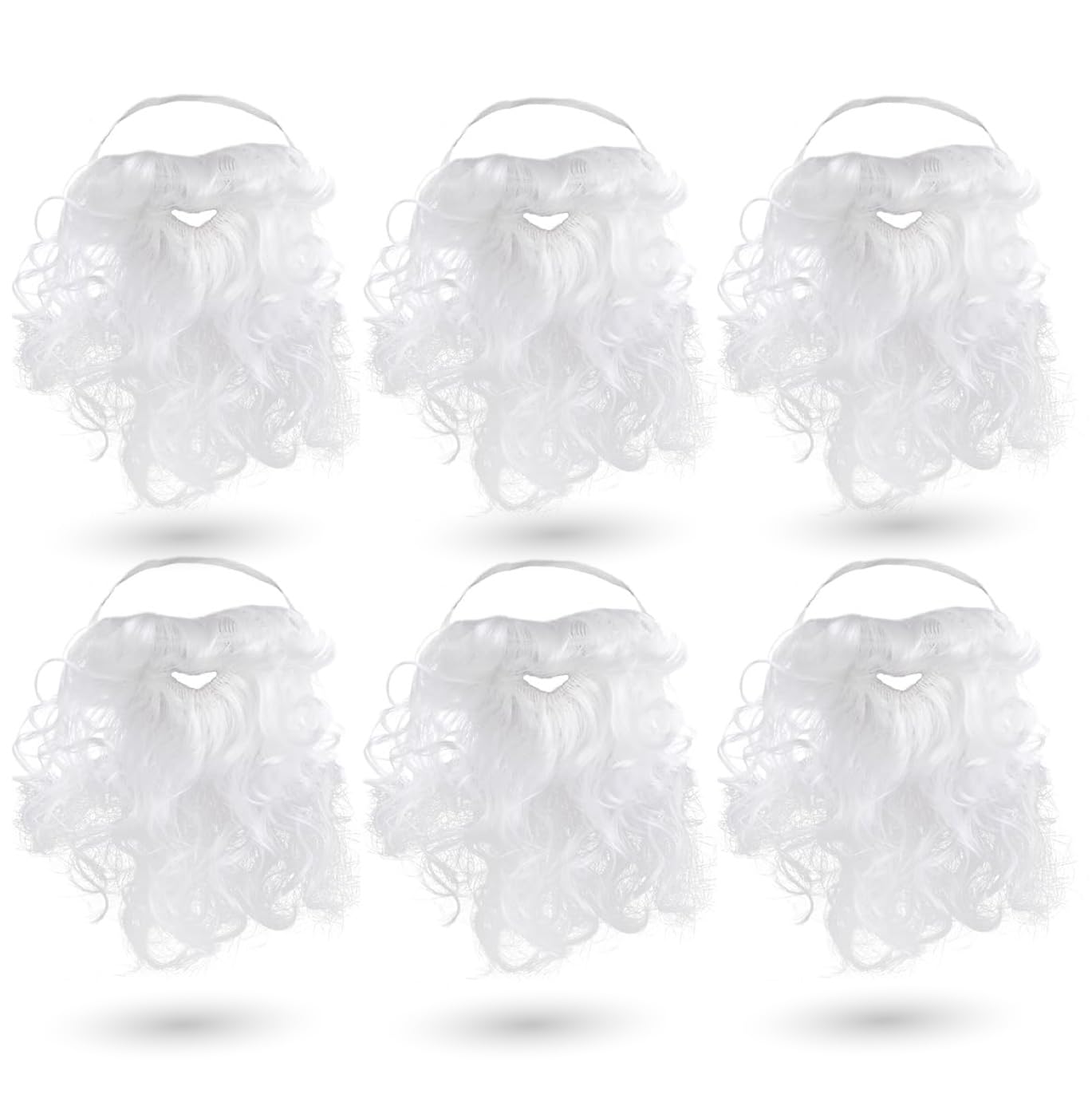 TK Gruppe Timo Klingler 6 x Santa Beard - Santa Beard White - for Fancy Dress as Santa Claus - Santa - Christmas (6X)