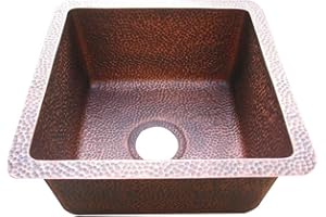 Copper Tailor Copper Bar Prep Sink,Undermount,20-Inch,Handmade 16 Gauge Thick,with Basket Drainer
