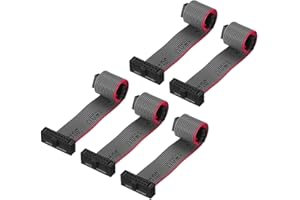 MECCANIXITY 5 Pcs IDC Flat Ribbon Cable, 1.27mm Pitch 8.9mm Width 10cm Long 14 Pin FC to FC Flat Ribbon Connector Jumper Wire