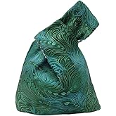 BAR Stylish Cotton Japanese Pattern Wrist Bag Sleeve Knot Pouch Portable Canvas Tote Purse for Female, Women