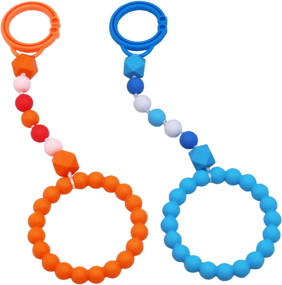 Figetget Baby Teether for Any Car Seats & Strollers - Baby Teething Toys for Babies 0-6 Months & 6-12 Months to Relieve Sore and Improve Teething - 100% Food Grade Silicone(2 Pack)