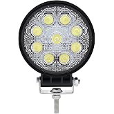 United Pacific 9 High Power LED 4-1/2" Round Competition Series Work Light - Spot, Black, 36617