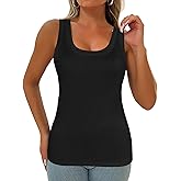 Afibi Womens Scoop Neck Ribbed Tank Tops Low Cut Solid Sexy Summer Sleeveless Fitting Tees Shirts