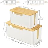 CRROEL Cable Tidy Box Set 2 Bamboo Lid Cord Management Power Strip Organizer view 2