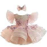 RUYUYIRU Princess Baby Girls Flower Pageant Dress Toddler Girls Birthday Party Dresses for Kids 1-7 Years