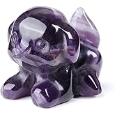 MANIFO Amethyst Crystal Dog Figurine Gifts, Cute Gemstone Dogs Statue Ornament for Home Office Decor, 1.5” Crystals Puppy Gift for Women Men Christmas