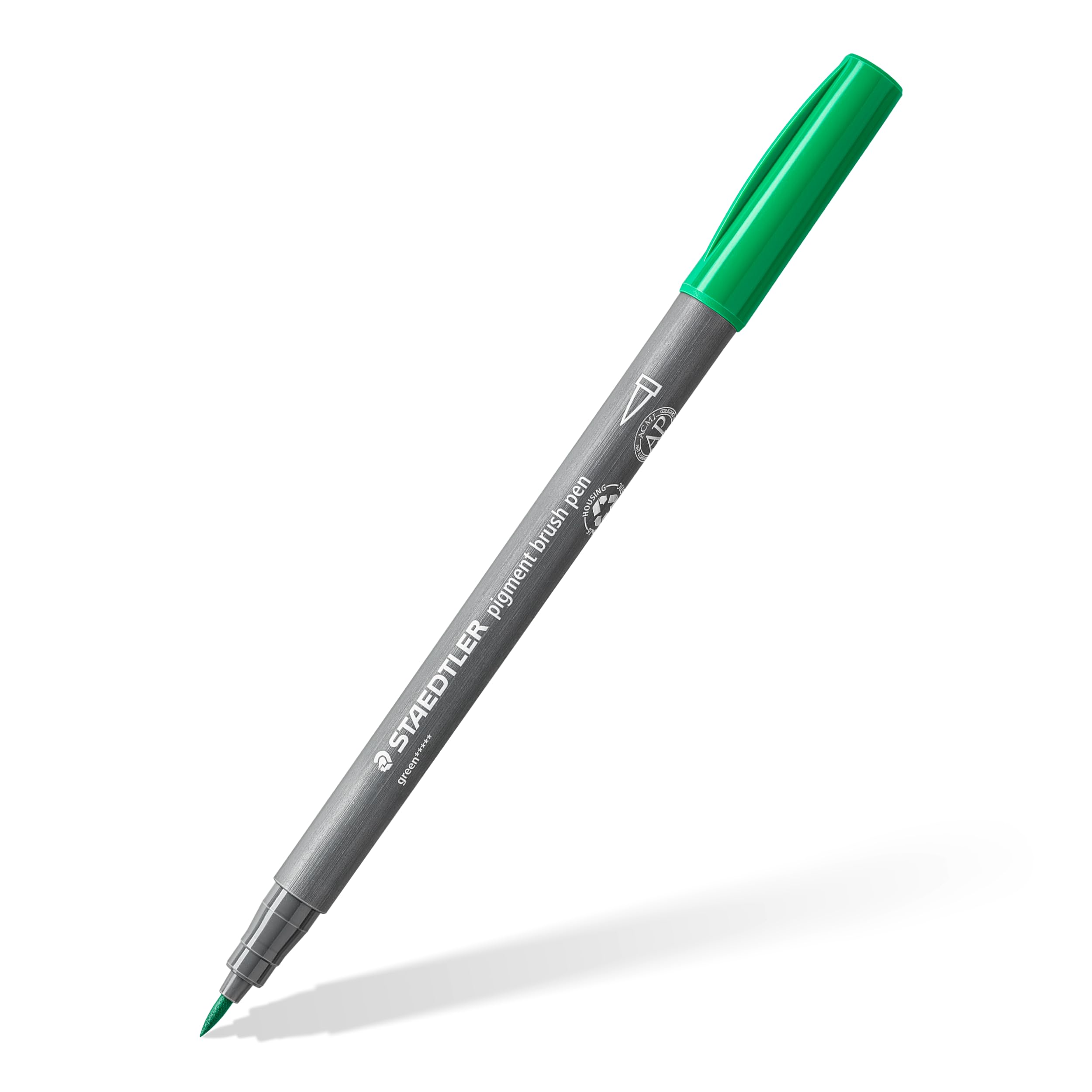 STAEDTLER 371-5 Pigment Arts Brush Pen - Green (Box of 10)