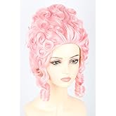 Lucoacos Pink 18th Century Colonial Wig for Adult Women Victorian Queen Cosplay Wig