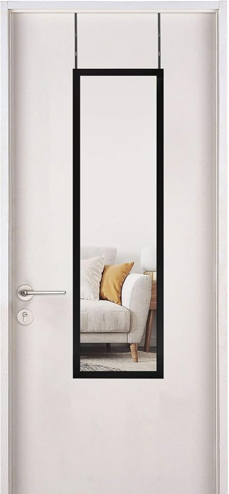 Amazon Co Jp Miruoドア掛けミラー 全身鏡 全身ミラー 姿見高さ調節式 壁掛け鏡 ウォールミラー 吊り下げ 飛散防止 シンプル おしゃれ 高さ100cm 幅30cm ブラック ホーム キッチン