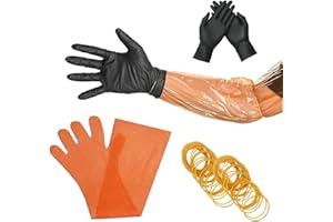 Hunting Field Dressing Gloves Set, 50 Pairs Long Arm and Short Nitrile Gloves, Disposable Deer Gutting Accessories
