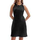 Amazhiyu Women's 100% Linen Summer Sleevelesss Crew Neck Mini Dresses Casual Black, Medium