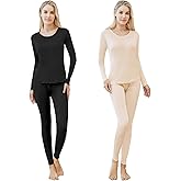 Panitay 2 Sets Women's Silk Thermal Underwear Set Mulberry Silk Long Base Layer Pajamas Top Bottom for Winter
