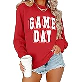 Game Day Sweatshirt for Women Cute Football Graphic Pullover Shirt Football Season Long Sleeve Tops