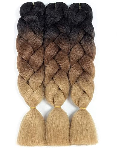 5 packs of Black brown blonde ombré braiding hair Amazon.com : UPruyo Black Brown Blonde Ombre Braiding Hair  main image 2