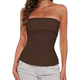 DIKGROP Tube Tops for Women Strapless Top Going Out Split Bandeau Top Slim Off Shoulder Bustier Backless Summer Tops