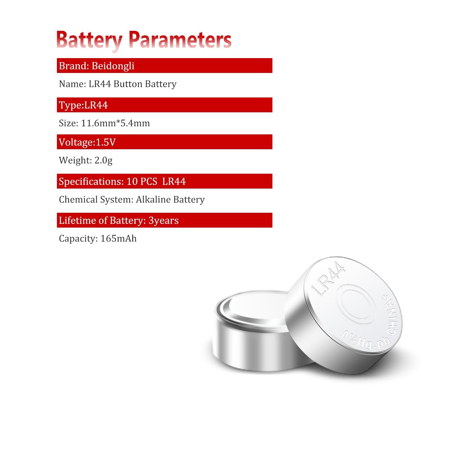 LR44 Batteries AG13 357 high Capacity 1.5V Button Coin Cell 10 Count Battery