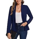 LADI TREND Blazers for Women Long Sleeve Notch Lapel Casual Work Office Blazer Open Front Button Pockets Suit Jackets