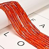 29 Pcs 4x13mm Natural Real Burnt Orange Carnelian Agate Bead Cylinder Tube Spacer Beads for Jewelry Making Bracelets Crafts DIY