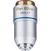 AmScope 7E-077H-A0V3 60X Plan ACHROMATIC Compound Microscope Objective | DIN Standard RMS 20.32mm Thread 160mm Finite Tube Length Compatible Numerical Aperture 0.85 Plan Achromatic