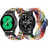Qimela 2-Pack Sport Bands Compatible for Samsung Galaxy Watch 7 6 5 4 40mm 44mm,Galaxy Watch 6 4 Classic Band 42mm 46mm 43mm 47mm/Watch 5 Pro Band 45mm/Active 2,Stretchy Braided 20mm Replacement Strap
