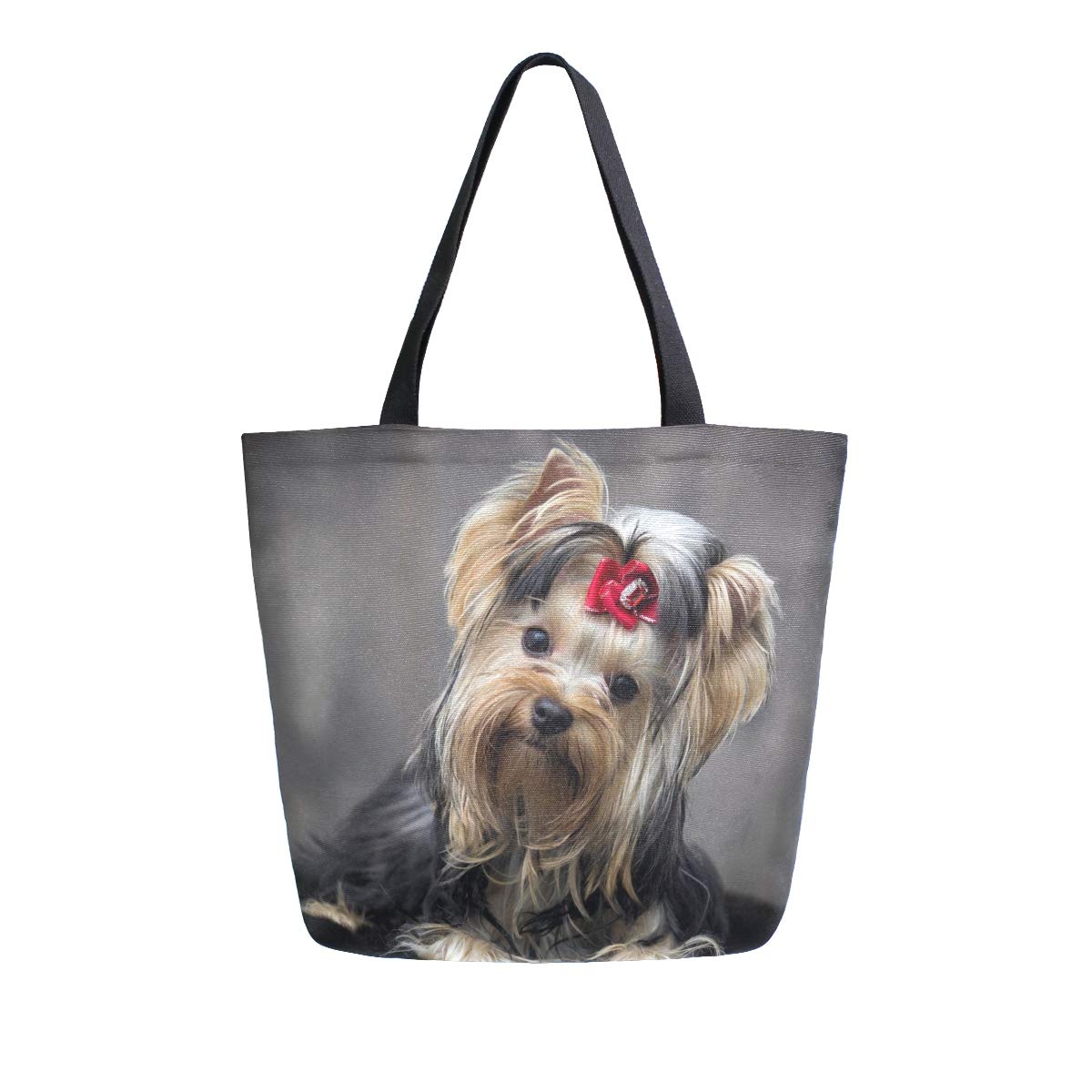 Mnsruu Canvas Handbag Shoulder Bag,Women Handle Shopping Crossbody Bag,Yorkshire Terrier Dog Looking Tote Casual Beach Multifunction Bags for Ladies Women (brown)