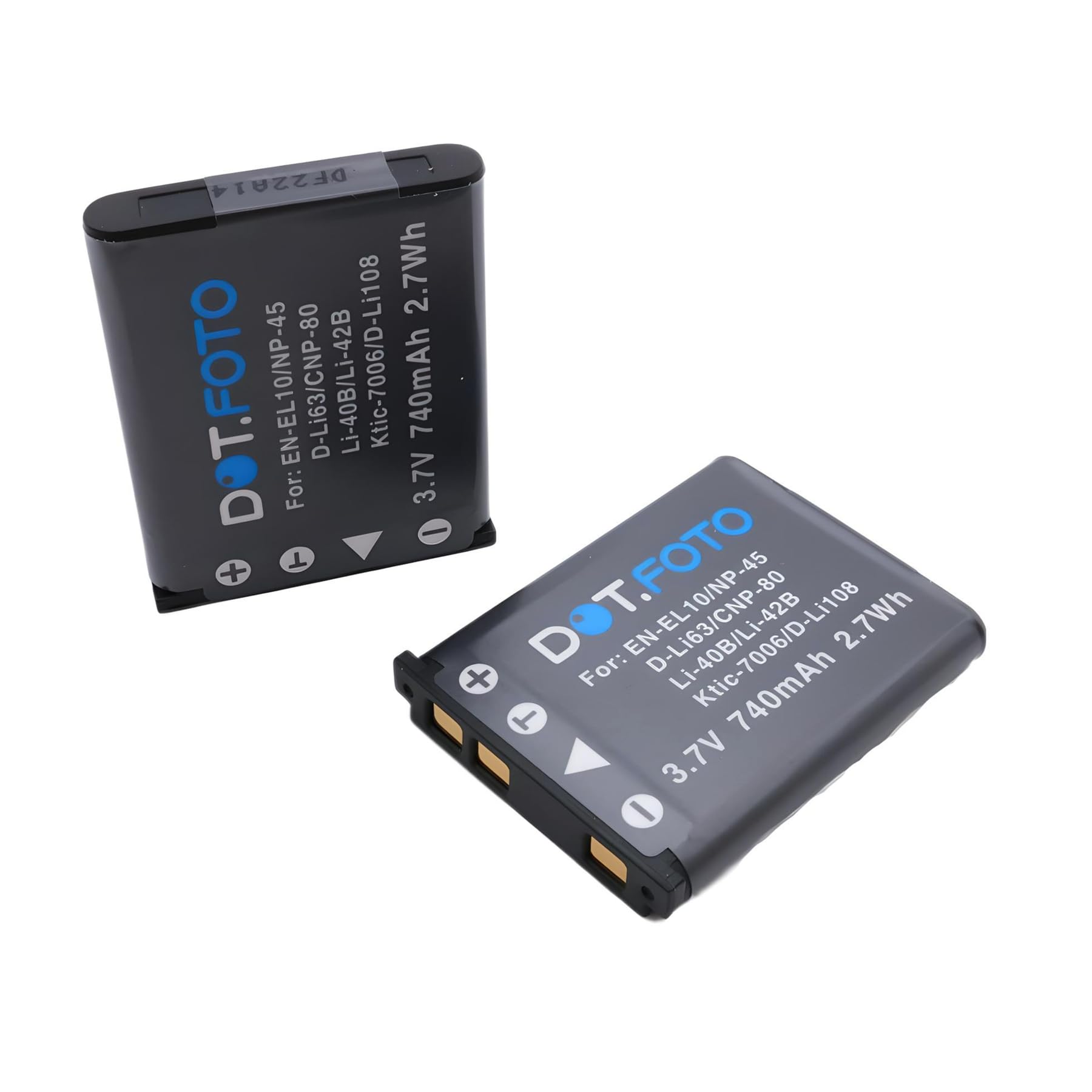 2 x Dot.Foto NP-45, NP-45a, NP-45s Premium 3.7v / 740mAh Rechargeable Battery for Fujifilm INSTAX Mini 90 FinePix XP50 XP60 XP70 XP80 XP90 XP120 XP130 XP140 T350 T360 T400 T500 T510 T550 JX500 JX520