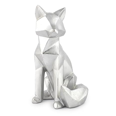 Pajoma 3d Statue Foxy Matt Silber Fuchs Statue Im Origami Stil H 25 Cm