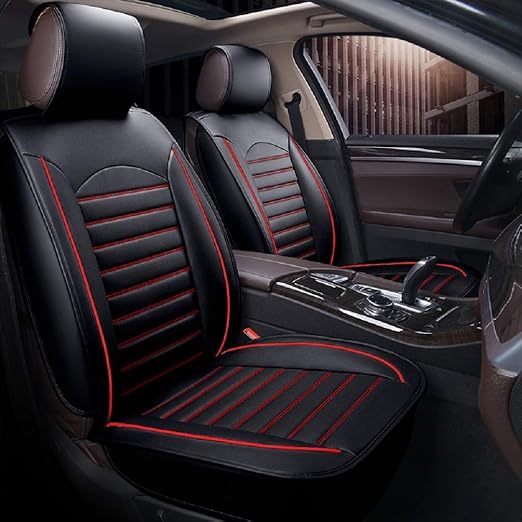R10 Leather Car Seat Cover 5 Seats Full Set(BlackRed