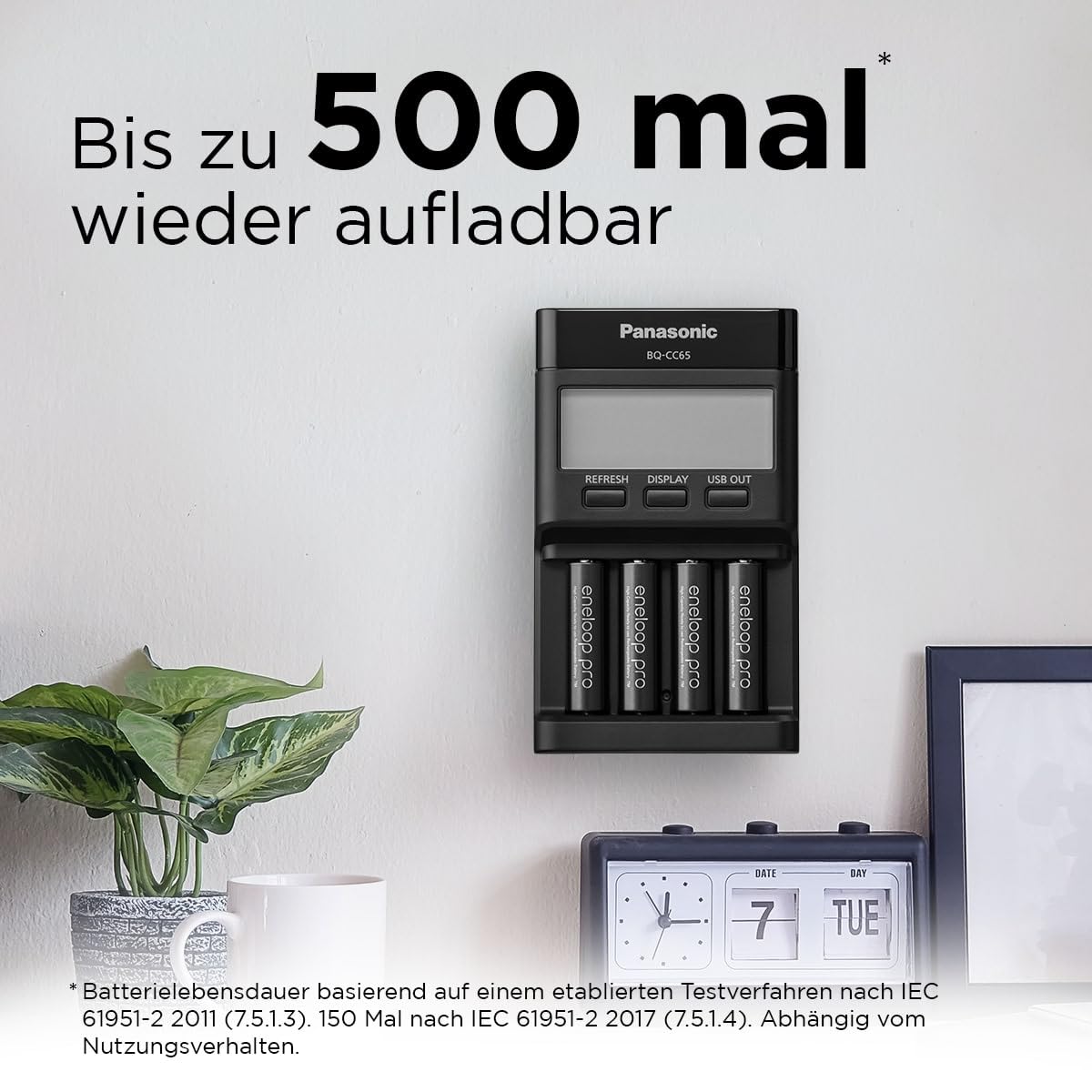 eneloop pro, AAA/Micro Ni-MH Akku, 2er-Pack, Kapazität mit min. 930 mAh, Ready-to-Use Ni-MH Akkus, bis zu 500 Mal wiederaufladbar, plastikfreier Verpackung, pro, schwarz 7