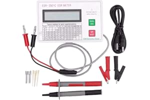 DBEIXIWEI ESR-2501C Digital Capacitor ESR DCR Tester 0 to 25Ω High Accuracy DC Measurement Auto Zero Adjustment Smart Shutdown