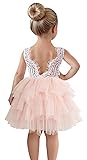2Bunnies Girl Beaded Peony Lace Back A-Line Tiered