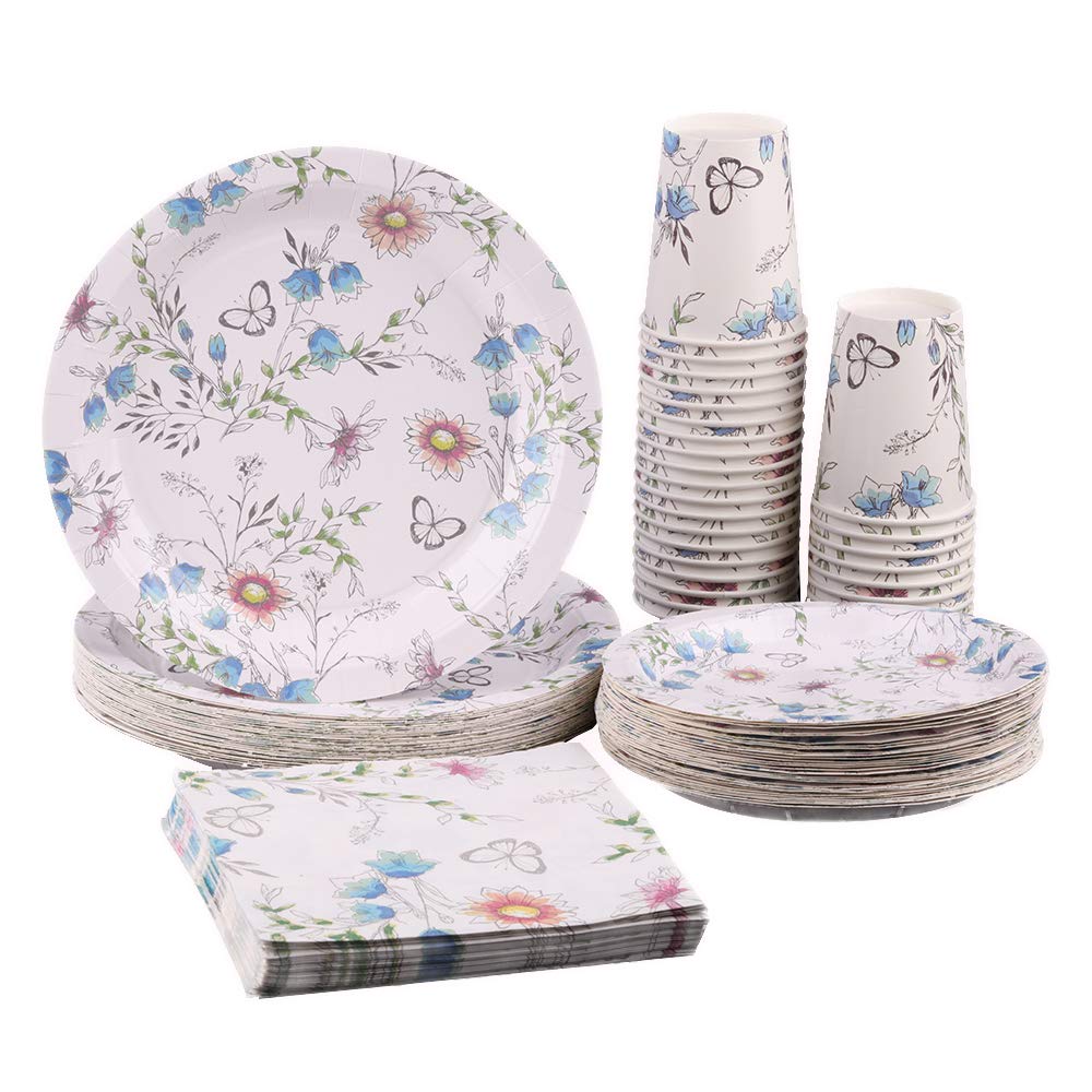 Amazon Ottin Tea Party Paper Tableware Set for 36 Guests 9” Dinner